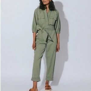 Anthropologie Cleobella Ivy Olive Green Utility Jumpsuit Sz. S